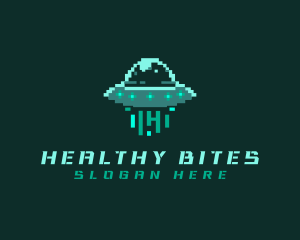 Pixel Alien UFO logo design