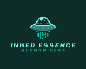 Pixel Alien UFO logo design