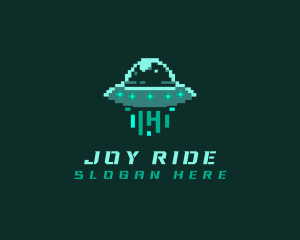 Pixel Alien UFO logo design