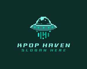 Pixel Alien UFO logo design