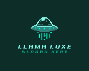 Pixel Alien UFO logo design