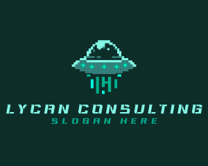 Pixel Alien UFO logo design