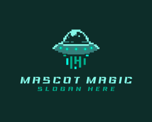 Pixel Alien UFO logo design