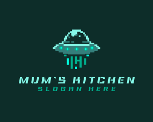 Pixel Alien UFO logo design