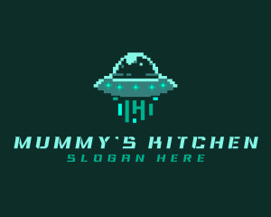 Pixel Alien UFO logo design