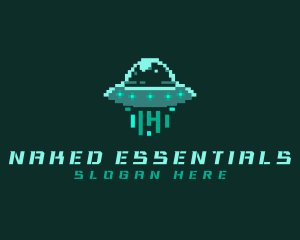 Pixel Alien UFO logo design