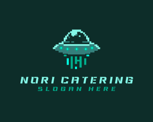 Pixel Alien UFO logo design