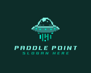 Pixel Alien UFO logo design