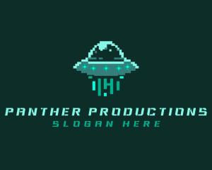 Pixel Alien UFO logo design