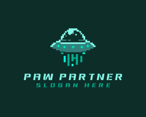 Pixel Alien UFO logo design