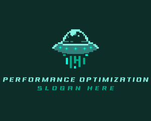 Pixel Alien UFO logo design