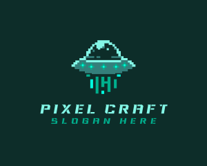 Pixel Alien UFO logo design