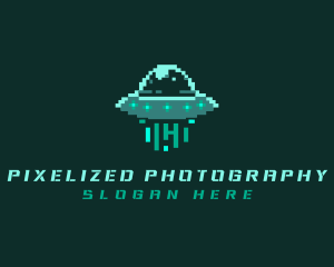 Pixel Alien UFO logo design