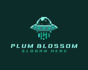 Pixel Alien UFO logo design