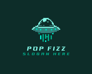 Pixel Alien UFO logo design