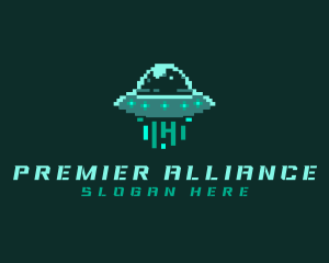 Pixel Alien UFO logo design