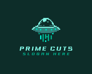 Pixel Alien UFO logo design