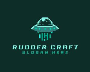 Pixel Alien UFO logo design