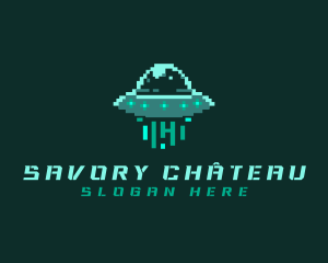 Pixel Alien UFO logo design