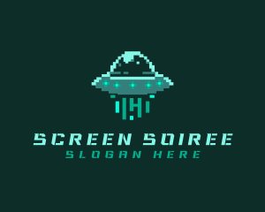 Pixel Alien UFO logo design