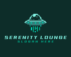 Pixel Alien UFO logo design