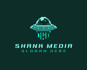 Pixel Alien UFO logo design