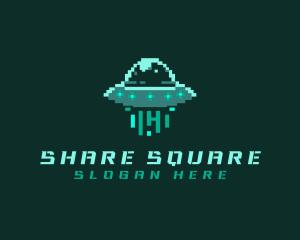 Pixel Alien UFO logo design