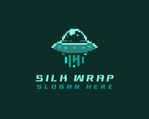 Pixel Alien UFO logo design