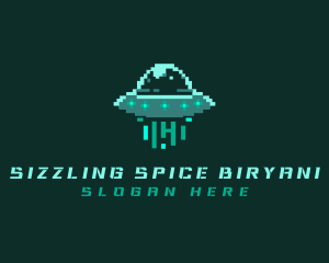 Pixel Alien UFO logo design