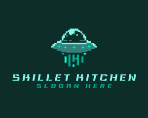 Pixel Alien UFO logo design