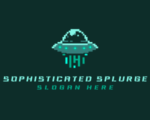 Pixel Alien UFO logo design