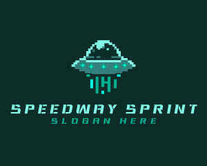 Pixel Alien UFO logo design