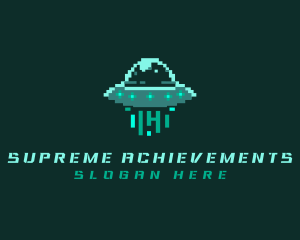 Pixel Alien UFO logo design