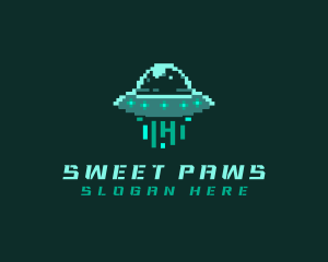 Pixel Alien UFO logo design