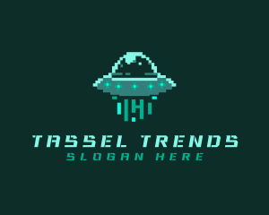 Pixel Alien UFO logo design