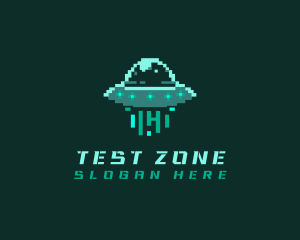 Pixel Alien UFO logo design