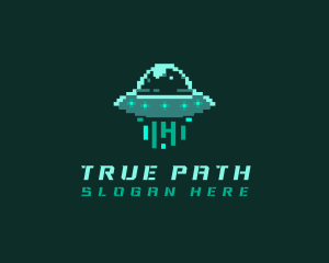 Pixel Alien UFO logo design