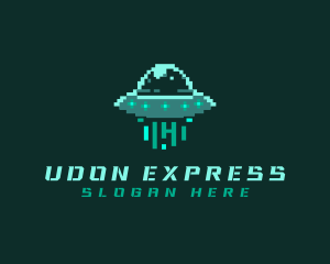 Pixel Alien UFO logo design