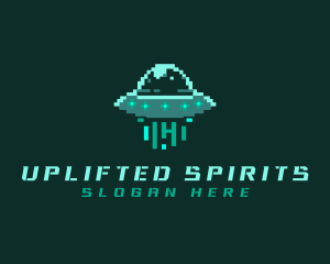 Pixel Alien UFO logo design