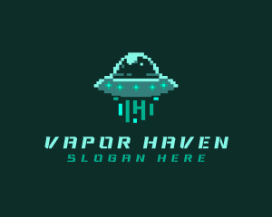 Pixel Alien UFO logo design