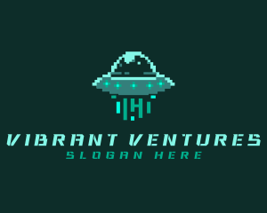 Pixel Alien UFO logo design