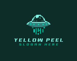 Pixel Alien UFO logo design