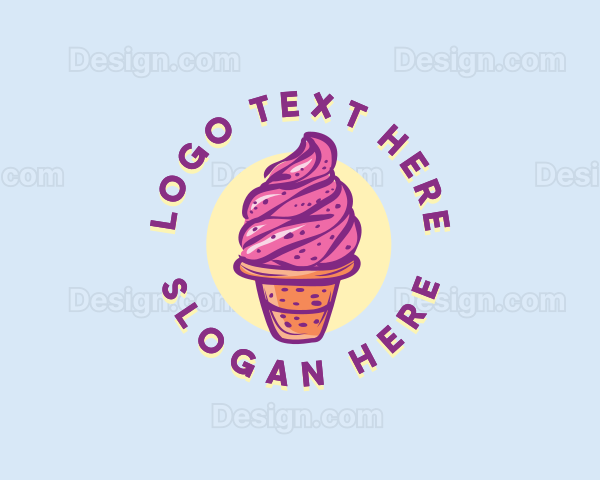 Dairy Strawberry Ice Cream Logo