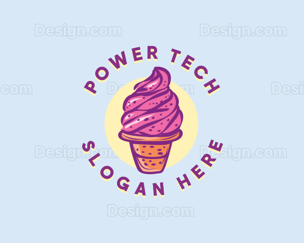 Dairy Strawberry Ice Cream Logo