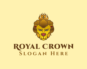 Gold Crown Lion logo design