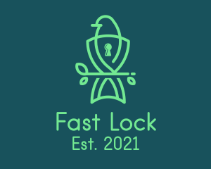 Bird Security Lock Shield logo design