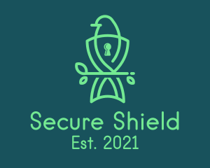 Bird Security Lock Shield logo design