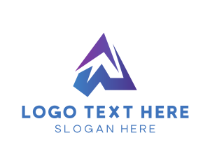 Blue Gradient Mountain Letter W logo