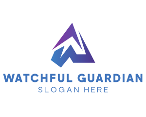 Blue Gradient Mountain Letter W logo design