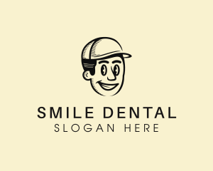 Smiling Retro Handyman  logo design